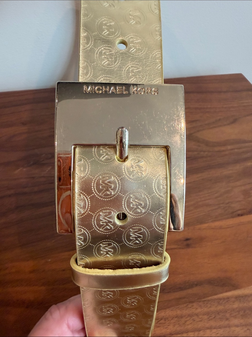 Michael Kors Metallic Gold Logo-Print Women’s Belt - Size Small